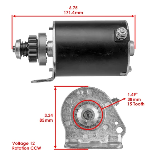 Vista 2 de Caltric Motor de arranque compatible con cortacésped Briggs y Stratton 592599 592-599