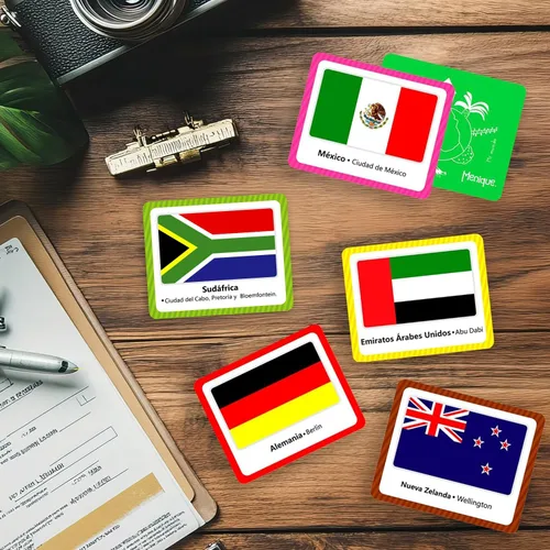 Vista 8 de Menique, Juego de Memoria de Banderas del Mundo en español, para niños y adultos. Banderas del Mundo, Juego de Memoria en español, para niños