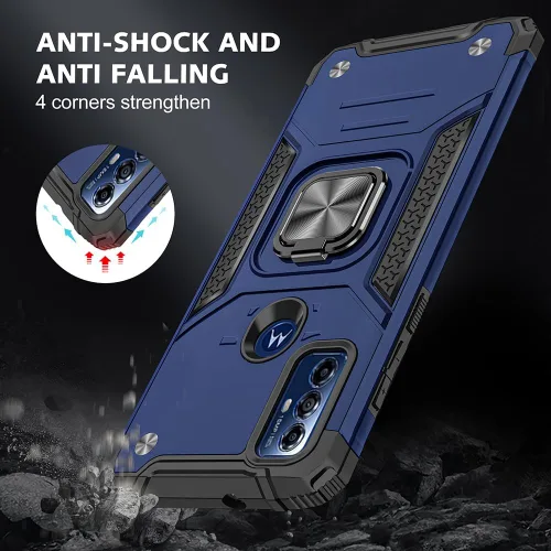 Vista 2 de Funda para Moto G Play 2023, Motorola G Play 2023 con protector de pantalla HD, soporte giratorio de grado militar de 360° (resistente), fundas