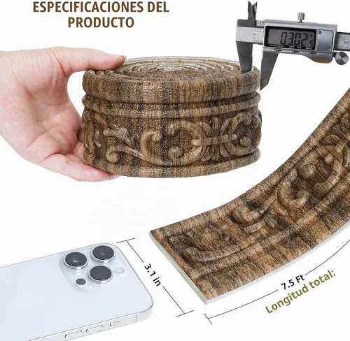 Vista 2 de Moldura de espuma autoadhesiva de 90 x 3.1 pulgadas, borde de papel tapiz de moldura de corona, líneas de bordes de pared 3D, base de pared