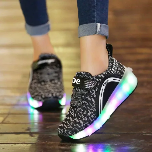 Vista 9 de SDSPEED - Zapatos deportivos de patinaje para niños con ruedas individuales de LED