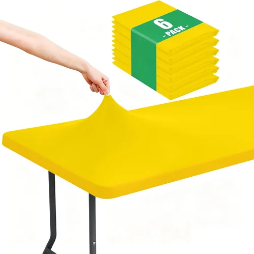 Vista 29 de Moosfor Paquete de 6 manteles cuadrados de elastano, manteles elásticos ajustables para pícnic, cubierta de mesa de patio elástica lavable para Negro