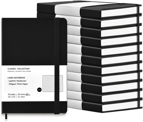 Vista 10 de Paquete de 6 cuadernos de bolsillo, cuadernos pequeños, mini bloc de notas con rayas universitarias, de tapa dura de cuero, para oficina, hogar