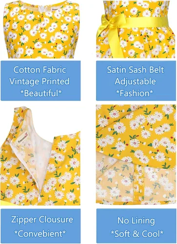 Vista 5 de Vestido de verano para niña, de algodón, con diseño floral