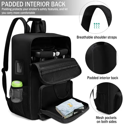 Vista 9 de Bolsa de viaje para cochecito GB Pockit con GB Pockit Air Plus Bolsa de viaje plegable para cochecito de bebé, bolsa de cochecito para avión