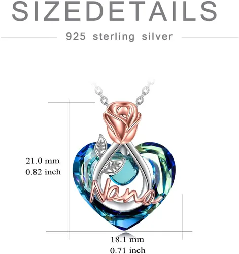 Vista 6 de POPKIMI Rose Flower Love Heart Necklaces Best Gifts for Women Gifts for MomGrandma NanaWifeAuntDaughter Necklace Birthday Jewelry Gifts 925 Sterling