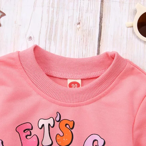 Vista 5 de CM C&M WODRO Conjunto de sudadera de cuello redondo y sudadera con cuello redondo para bebé niña con texto "Lets Go Ghouls