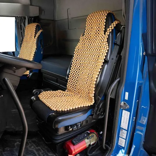 Vista 10 de ZONETECH Funda de asiento con cuentas para refrigeración, cojín de masaje, asiento de automóvil, cuentas de madera natural para semircamión