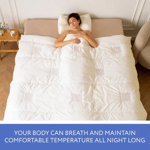 Vista 3 de SLEEP & GLOW Manta refrescante ventilada para personas que duermen con calor y paneles de ventilación de malla, transpirable, algodón de 300 hilos
