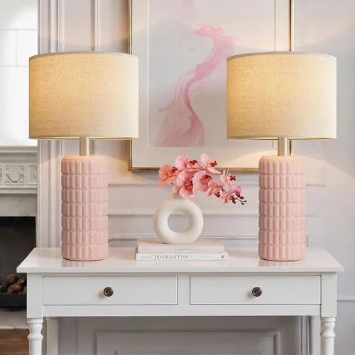 Vista 10 de Seealle Lámparas de mesa de cerámica modernas de 23" - Lámparas de mesa para sala de estar, lámparas de mesita de noche de estilo granja para Blanco