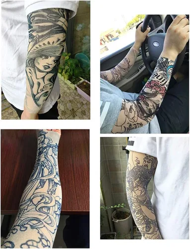 Vista 3 de Juland Juego de 6 fundas temporales para tatuajes para tatuajes, fundas para brazos, protectores solares para brazos, accesorios para fiestas