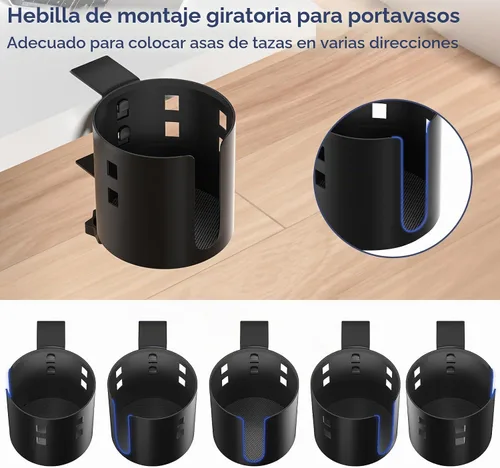 Vista 3 de OOKUU - Soporte para tazas de escritorio más profundo, antiderrames para escritorio o mesa, resistente y duradero, fácil de instalar, suficiente