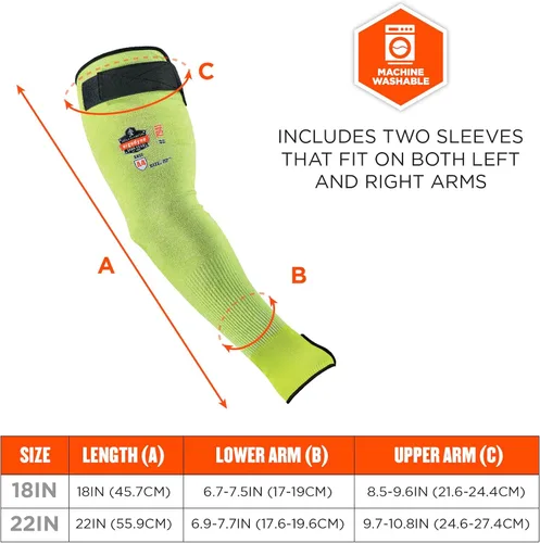 Vista 5 de Ergodyne ProFlex 7941 - Funda protectora resistente a los cortes, nivel de corte A4, par, lima, 18 pulgadas