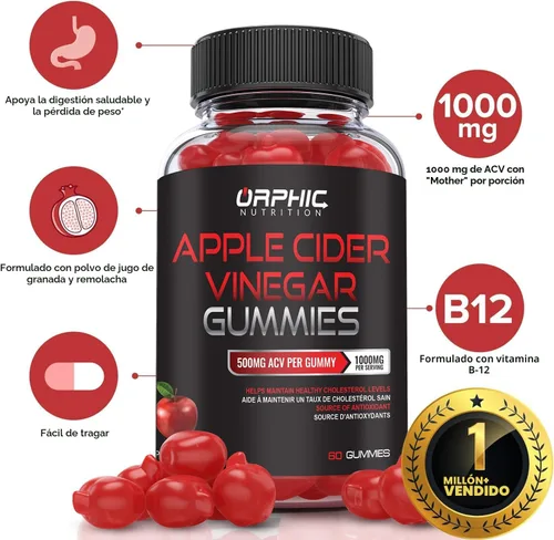 Vista 2 de ORPHIC NUTRITION Gomitas de vinagre de sidra de manzana 1000 mg ACV
