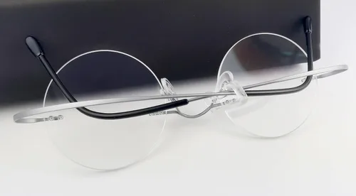 Vista 4 de Circleperson Anteojos de titanio sin montura Vintage Small Round 43-22-145 W Lente transparente para hombres mujeres