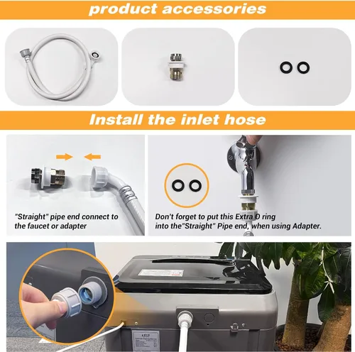 Vista 4 de Lavadora portátil de 17.7 libras, lavadora compacta completamente automática para apartamento, 10 programas de lavado, lavadora pequeña