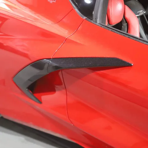 Vista 3 de crosselec Cubierta de salida de aire lateral de cuerpo exterior de fibra de carbono para Chevrolet Corvette C8 2020-2025