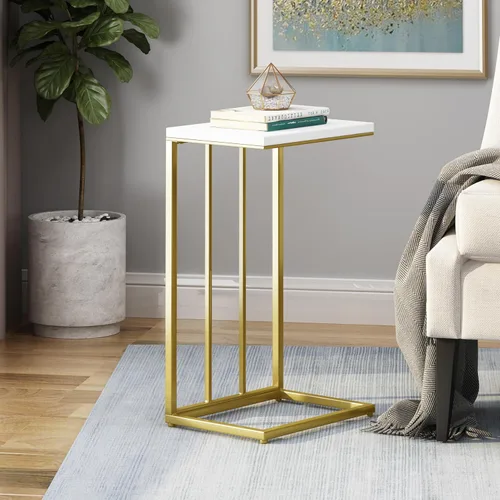 Vista 30 de Wood End Table Side Table Nightstand with 2 Drawer & USB Ports & Outlets 11.81in-brown