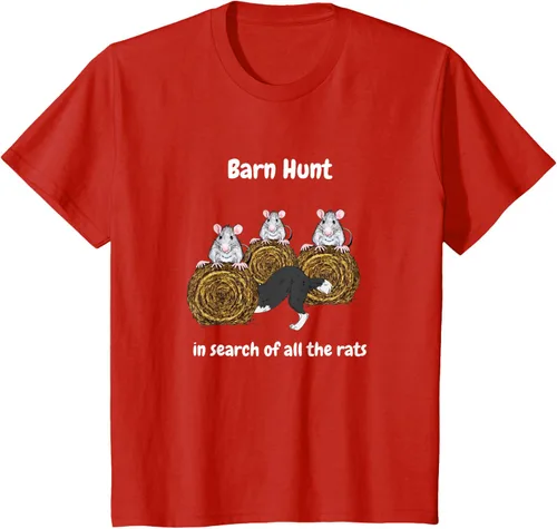 Vista 3 de Funny Barn Hunt - En busca de las ratas con Border Collie Camiseta, Negro