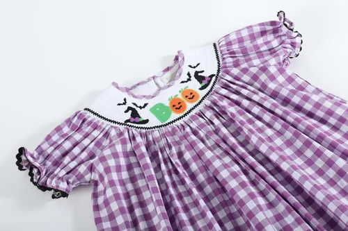 Vista 6 de Lil cactus Baby Girls Halloween Smocked Bishop Dress