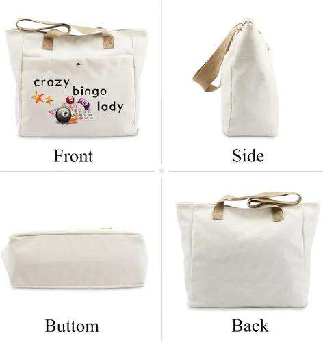 Vista 4 de VAMSII Crazy Bingo Lady Tote Large Juego de Bingo Bolsa de Almacenamiento Bingo Amante Regalos Bingo Jugador de Bingo Bolsa de Bingo Bolsa