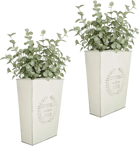 Vista 10 de LESEN Macetero de pared de metal rústico para colgar en el hogar, florero de pared para plantas o flores, interior o exterior, decoración de pared