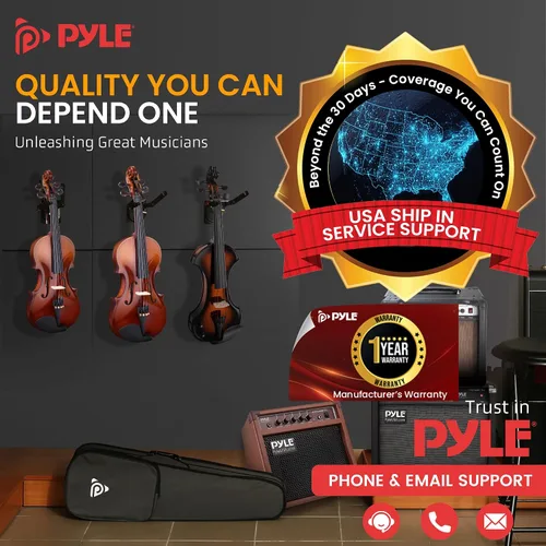 Vista 7 de Pyle Violín acústico de tamaño medio para principiantes – Juego completo de violines con estuche rígido, arco, cuerdas extra, colofonia, kit