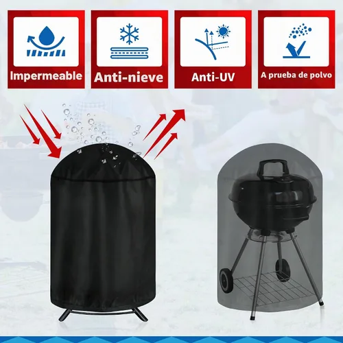 Vista 5 de iCOVER – Funda redonda para parrilla, cubierta de 29" de diámetro x 38" de alto para parrilla de carbón, cubierta impermeable para parrilla