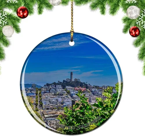 Vista 4 de California San Francisco 16 Avenue Tiled Steps USA Christmas Tree Ornamento Decoración Colgante Colgante Decoración Ciudad Viaje Souvenir Colección