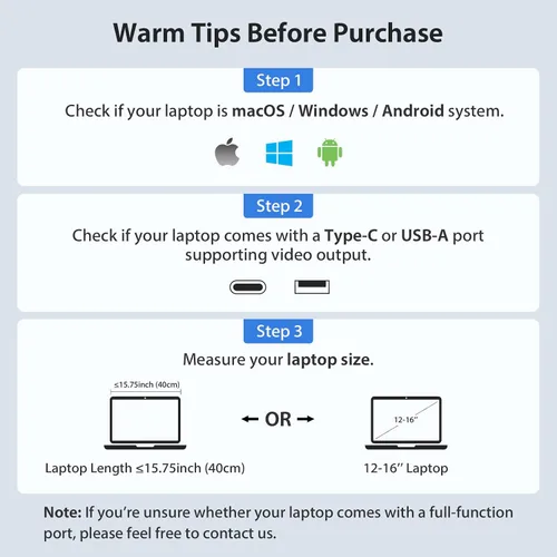 Vista 4 de KYY - Monitor portátil triple para portátil, extensor de pantalla USB-C FHD 1080P de 14'', pantalla IPS de computadora, pantalla triple, monitor