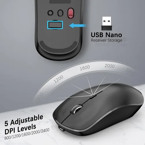 Vista 4 de Combo de teclado y mouse inalámbrico recargable - J JOYACCESS 2.4G Combo de teclado y mouse inalámbrico compacto, silencioso y delgado para laptop