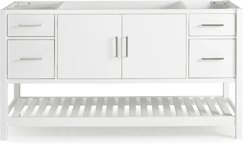 Vista 8 de Harrison - Mueble de tocador de 60 pulgadas de ancho solamente, construcción moderna de madera de pino maciza, herrajes de níquel, cajones de cierre