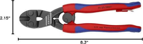 Vista 5 de KNIPEX Tools - Cortador de pernos compacto CoBolt multicomponente, con accesorio atado, ángulo de 20 grados (7122200TBKA)