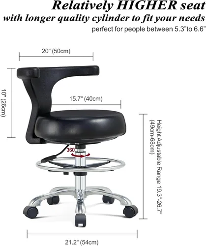 Vista 2 de Silla rodante con respaldo y anillo de pie ajustable resistente