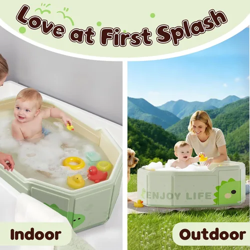 Vista 4 de Bañera plegable para bebé, bañera plegable para bebés de 3 a 8 años, bañera portátil de viaje para bebé con base antideslizante, bañera plegable