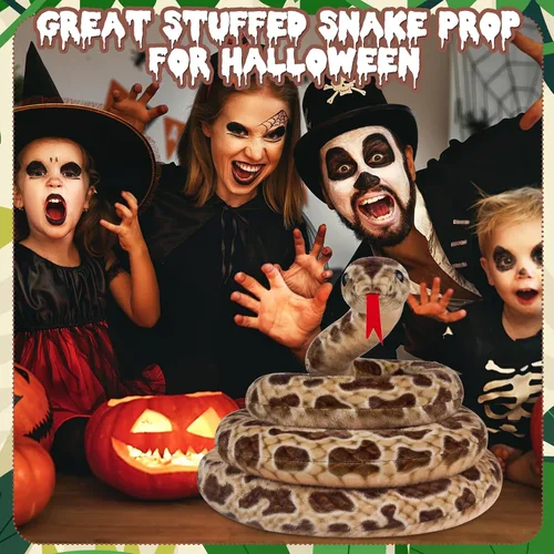 Vista 7 de Hozzi Boa Constrictor gigante de peluche grande de serpiente de peluche realista de 78.7 in / 80 pulgadas, regalos realistas para niños, fiesta