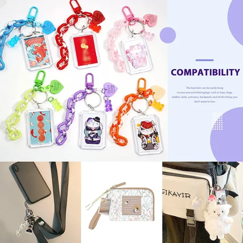 Vista 7 de Swpeet 40 llaveros colgantes para marco de fotos, haz tu propio kit de llavero, llavero central para marco de fotos para que los niños lo monten