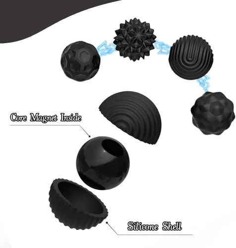 Vista 5 de Bolas magnéticas de juguete fidget, juguete sensorial de silicona para aliviar el estrés para adultos, adolescentes con autismo, ansiedad, TDAH