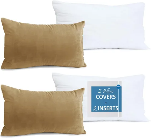 Vista 80 de Nestl Juego de 2 rellenos de almohada con terciopelo suave y sólido, juego de fundas de almohada cuadradas decorativas para sofá, automóvil Azul