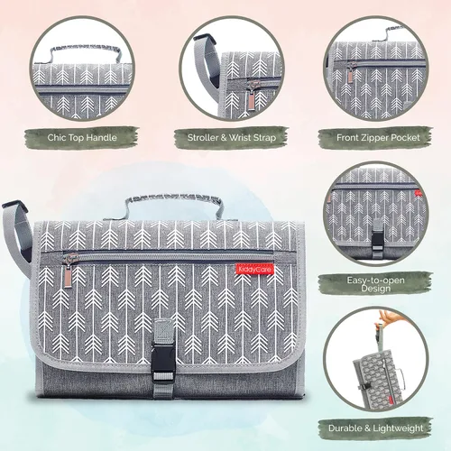 Vista 5 de KiddyCare Cambiador de pañales portátil para viajes de bebé Cambiador portátil para bebé recién nacido niña y niño Cambiador de pañales plegable
