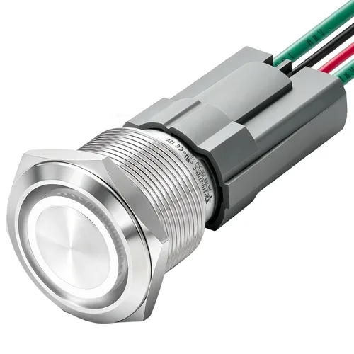 Vista 12 de Interruptor de botón de cierre de 15 amperios 19 mm 3/4 "agujero 12V/24V CC impermeable IP67 SPST de acero inoxidable 304 interruptor