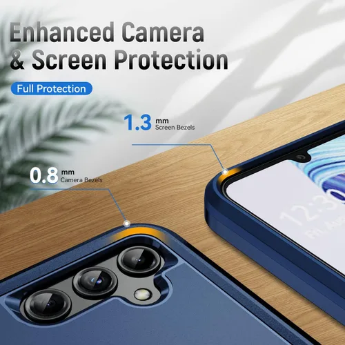 Vista 5 de Funda para Samsung Galaxy A14 5G con anillo de soporte, resistente protección de grado militar a prueba de golpes para Galaxy A14 5G funda de marino