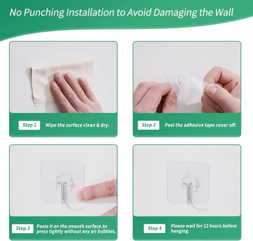 Vista 3 de Ganchos adhesivos para colgar en la pared, gancho autoadhesivo de alta resistencia de 22 libras (máximo), resistente al agua, se utiliza