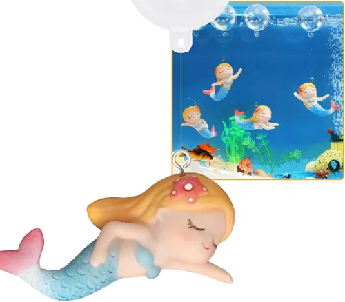Vista 12 de Decoración flotante de pecera de sirena, decoraciones de acuario de dibujos animados para mascotas acuáticas para jugar adornos de acuario de resina