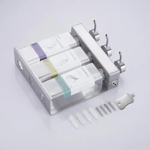 Vista 9 de Champú acondicionador dispensador de jabón de baño 3 botellas