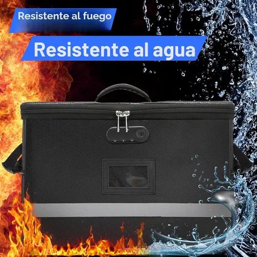 Vista 6 de EXLIFBAG Organizador de archivos, caja de archivos ignífuga con tapas, caja organizadora de documentos importante con cerradura, organizador