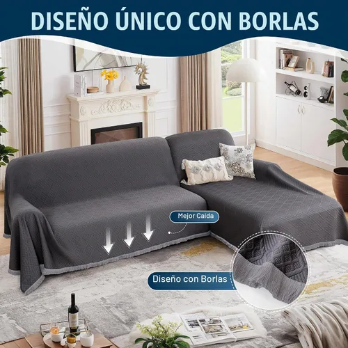 Vista 6 de Fundas impermeables para sofá modular en forma de L, 2 piezas, lavable, en forma de L, protector de muebles acolchado de jacquard para perros Gris