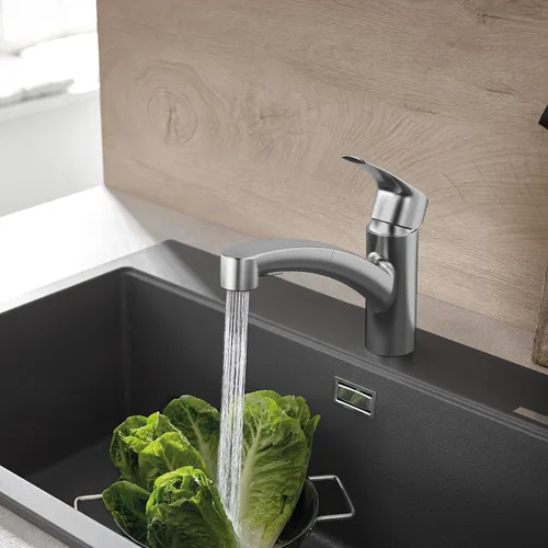 Vista 2 de GROHE 30306DC1 - Grifo de cocina Eurosmart de doble caño con rociador extraíble, 6.63 LPM, Supersteel (acero inoxidable)