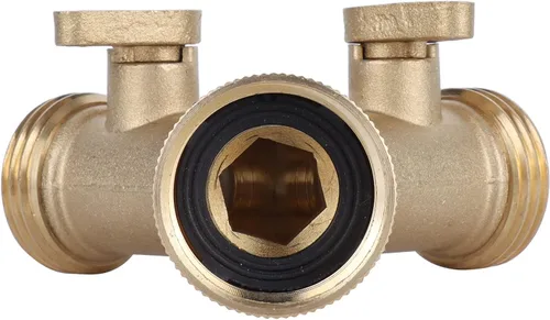 Vista 9 de Divisor de manguera de jardín de 2 vías, conector de manguera de jardín resistente de latón y divisor de salida para NPT 3/4, divisor de manguera