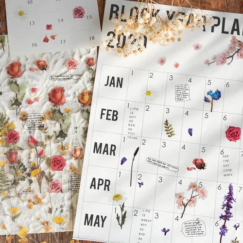 Vista 6 de Mayplous 12 hojas de calcomanías para álbumes de recortes, decoración de flores y plantas para planificador, diario, álbum, diarios, PET